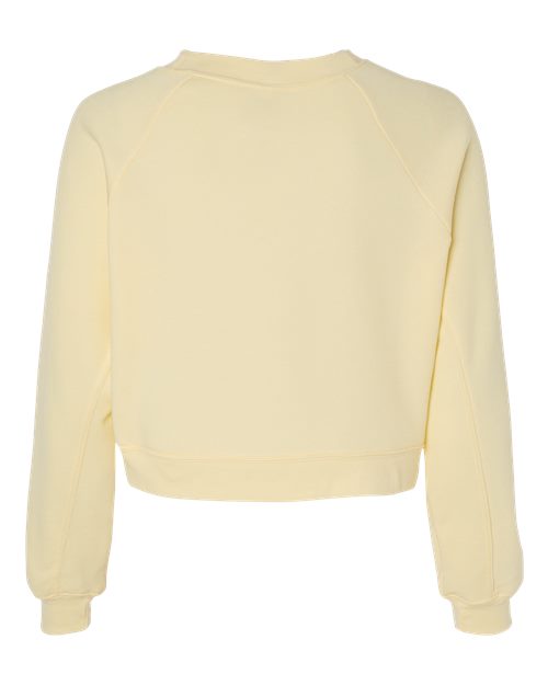 Women's Crop Raglan Fleece Crewneck Sweatshirt - French Vanilla Back