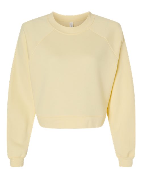 Women's Crop Raglan Fleece Crewneck Sweatshirt - French Vanilla Front