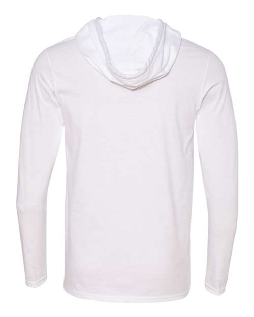 Unisex Softstyle® Lightweight Hooded Long Sleeve T-Shirt - White/ Dark Grey Back