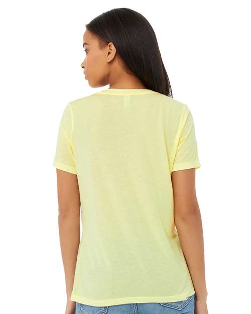 Women's Relaxed Triblend V-Neck Tee - Pale Yellow Triblend Back