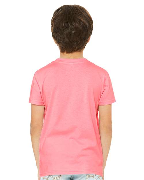 Youth CVC Jersey Tee - Neon Pink Back
