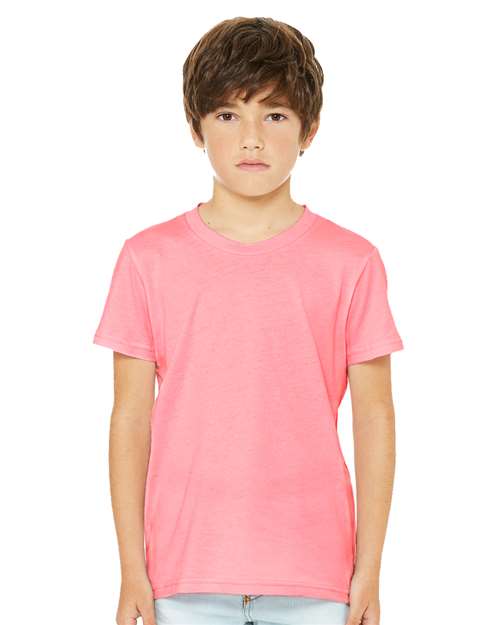 Youth CVC Jersey Tee - Neon Pink Front