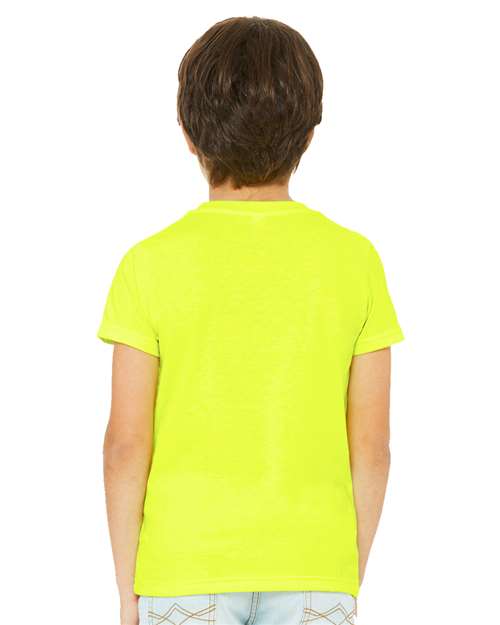 Youth CVC Jersey Tee - Neon Yellow Back