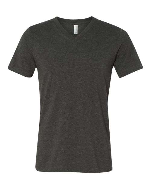 BELLA + CANVAS Unisex Heather CVC V-Neck Tee - Dark Grey Heather Front