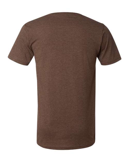 Unisex Heather CVC V-Neck Tee - Heather Brown Back
