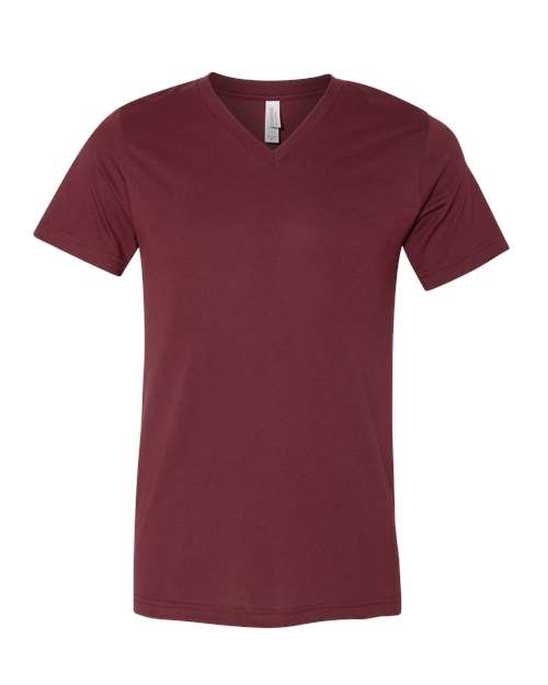 Unisex Heather CVC V-Neck Tee - Heather Cardinal Front