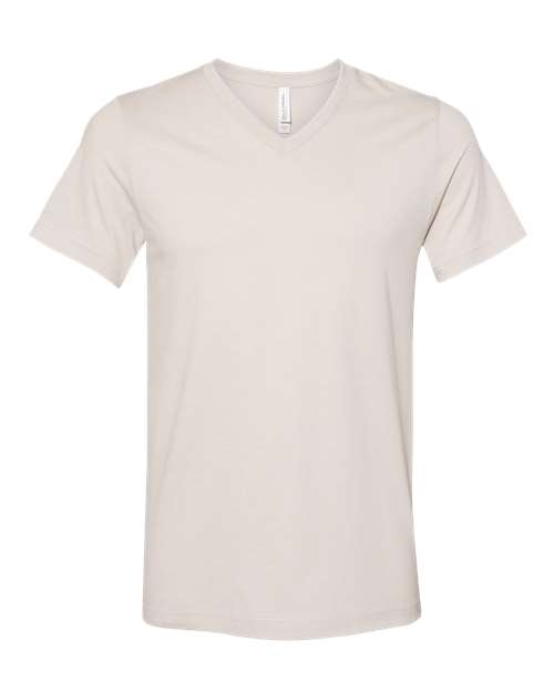 Unisex Heather CVC V-Neck Tee - Heather Dust Front