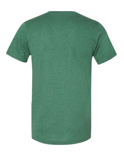 Unisex Heather CVC V-Neck Tee - Heather Grass Green Back