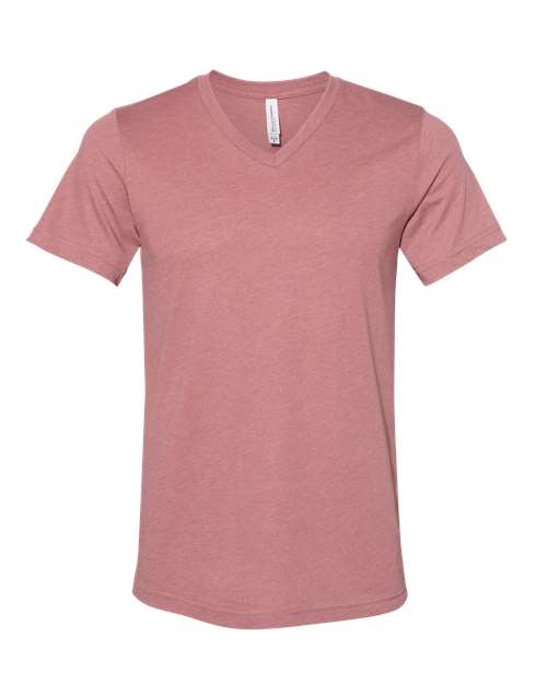 BELLA + CANVAS Unisex Heather CVC V-Neck Tee - Heather Mauve Front