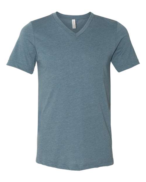 BELLA + CANVAS Unisex Heather CVC V-Neck Tee - Heather Slate Front