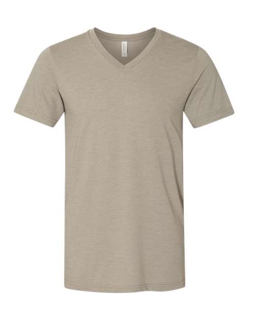 Unisex Heather CVC V-Neck Tee - Heather Stone Front