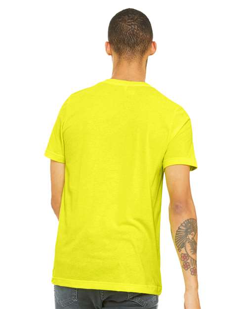 Unisex Heather CVC V-Neck Tee - Neon Yellow Back
