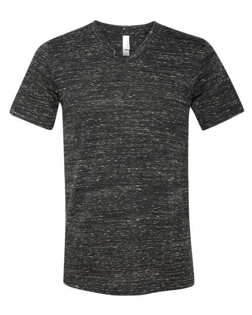 Unisex Textured Jersey V-Neck Tee - Black Marble Front