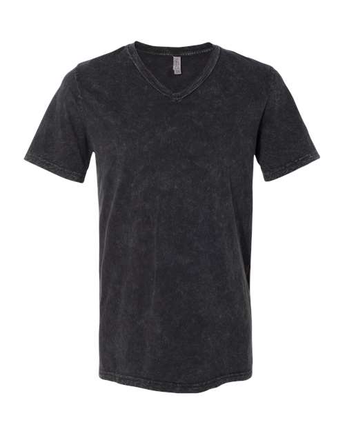 Unisex Textured Jersey V-Neck Tee - Black Mineral Wash Front