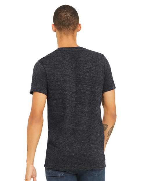 Unisex Textured Jersey V-Neck Tee - Charcoal Black Slub Back