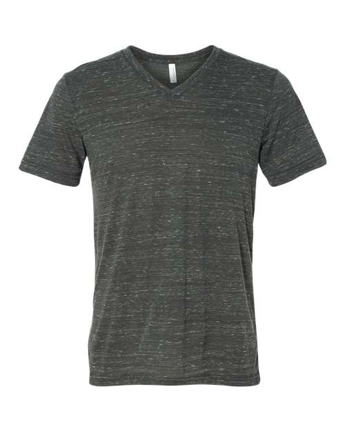 Unisex Textured Jersey V-Neck Tee - Charcoal Marble Front