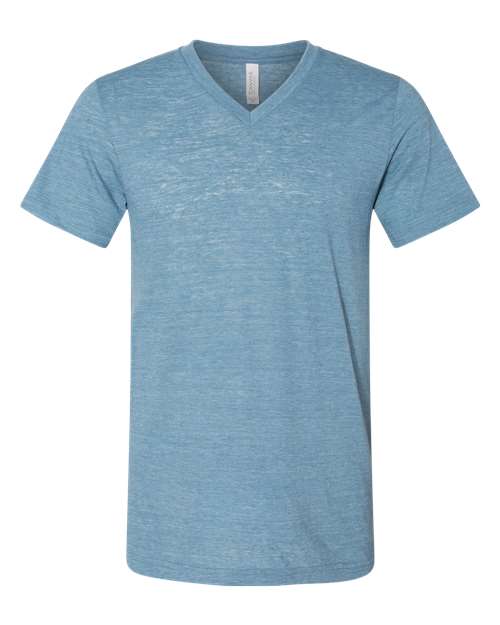 Unisex Textured Jersey V-Neck Tee - Denim Slub Front