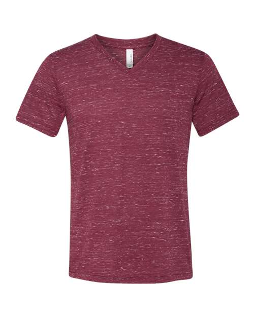 Unisex Textured Jersey V-Neck Tee - Maroon Marble Front