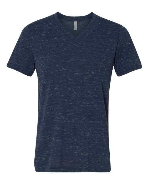 Unisex Textured Jersey V-Neck Tee - Navy Marble Front