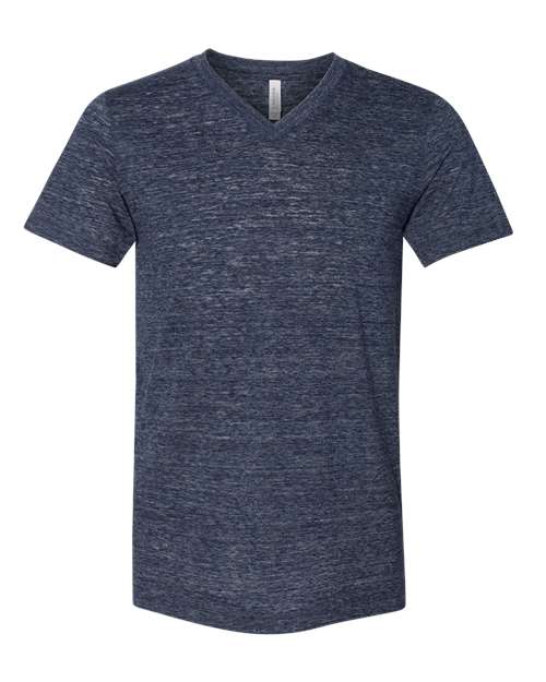 Unisex Textured Jersey V-Neck Tee - Navy Slub Front