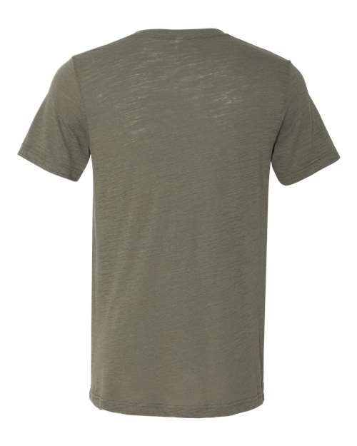 Unisex Textured Jersey V-Neck Tee - Olive Slub Back