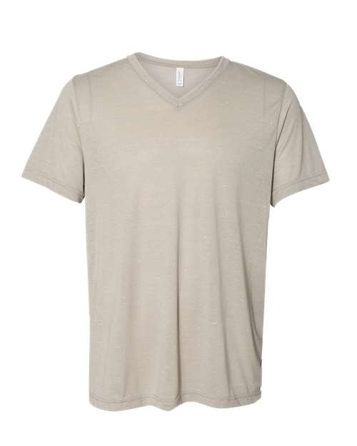 Unisex Textured Jersey V-Neck Tee - Stone Marble Front