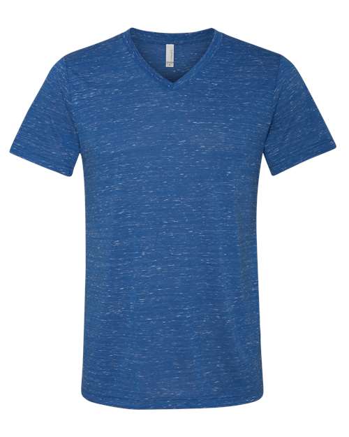 Unisex Textured Jersey V-Neck Tee - True Royal Marble Front