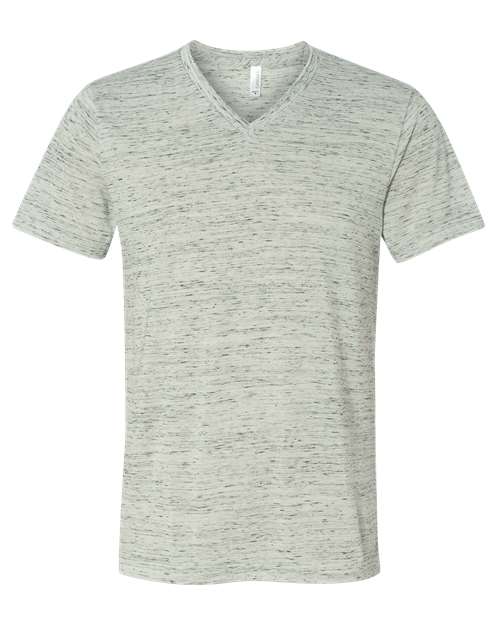 Unisex Textured Jersey V-Neck Tee - White Marble Front