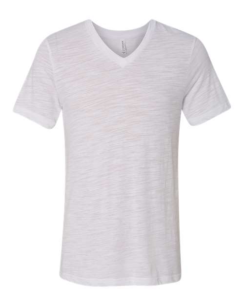 Unisex Textured Jersey V-Neck Tee - White Slub Front