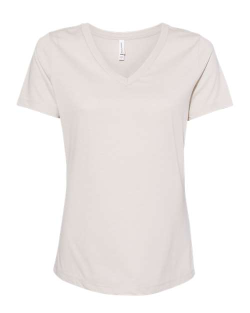 Women's Relaxed Heather CVC V-Neck Tee - Heather Dust Front