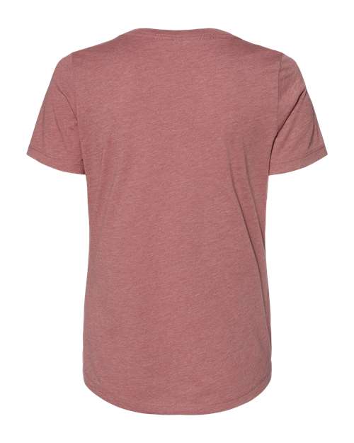 Women's Relaxed Heather CVC V-Neck Tee - Heather Mauve Back
