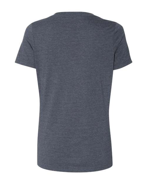 Women's Relaxed Heather CVC V-Neck Tee - Heather Navy Back