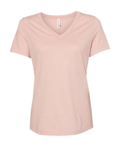 Women's Relaxed Heather CVC V-Neck Tee - Heather Peach Front