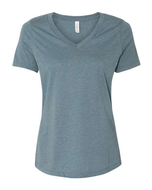 Women's Relaxed Heather CVC V-Neck Tee - Heather Slate Front