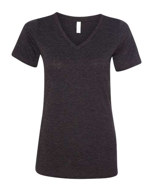 Women's Relaxed Triblend V-Neck Tee - Charcoal Black Triblend Front