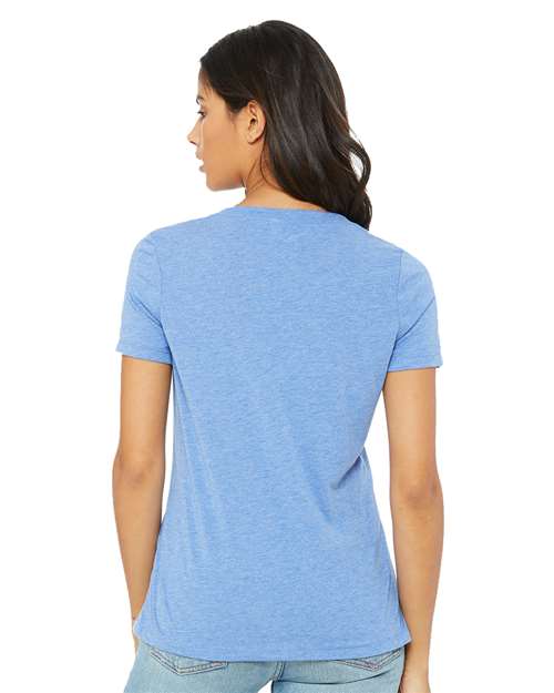 Women's Relaxed Triblend V-Neck Tee - Blue Triblend Back