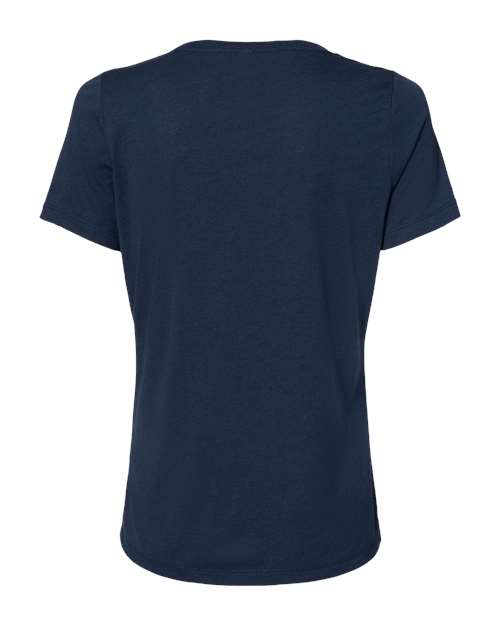 Women's Relaxed Triblend V-Neck Tee - Solid Navy Triblend Back
