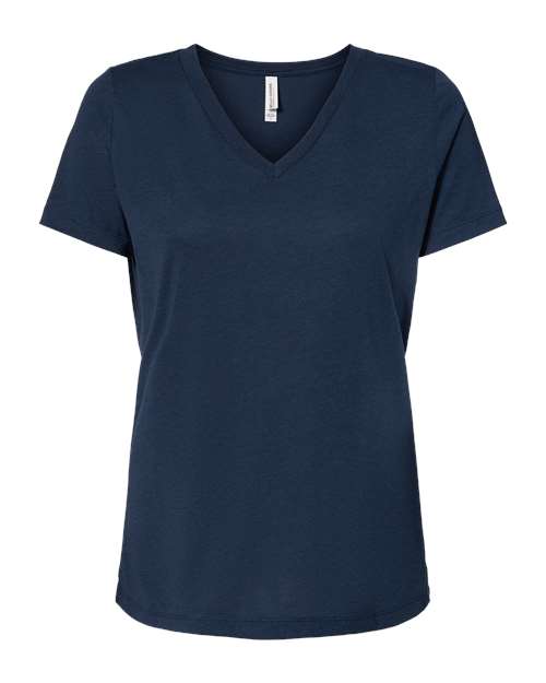 Women's Relaxed Triblend V-Neck Tee - Solid Navy Triblend Front