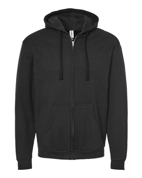 Unisex Full-Zip Hooded Sweatshirt - Black Front