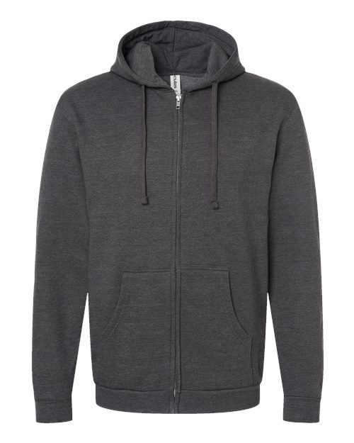 Unisex Full-Zip Hooded Sweatshirt - Heather Charcoal Front