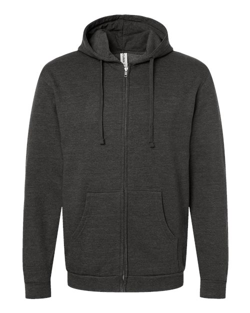 Unisex Full-Zip Hooded Sweatshirt - Heather Graphite Front