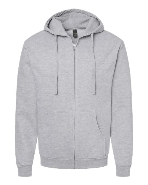 Unisex Full-Zip Hooded Sweatshirt - Heather Grey Front