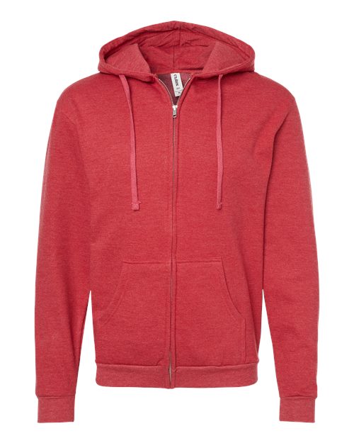 Unisex Full-Zip Hooded Sweatshirt - Heather Red Front
