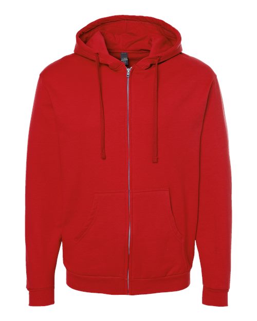 Unisex Full-Zip Hooded Sweatshirt - Red Front