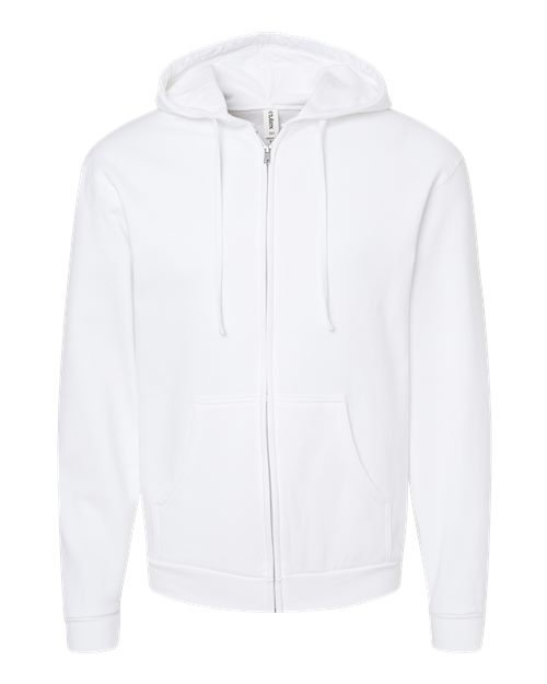 Unisex Full-Zip Hooded Sweatshirt - White Front