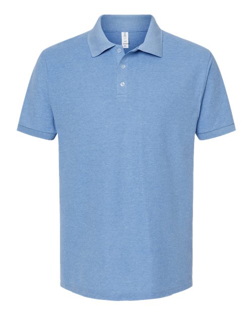 Men's 50/50 Sport Pique Polo - Heather Light Blue Front