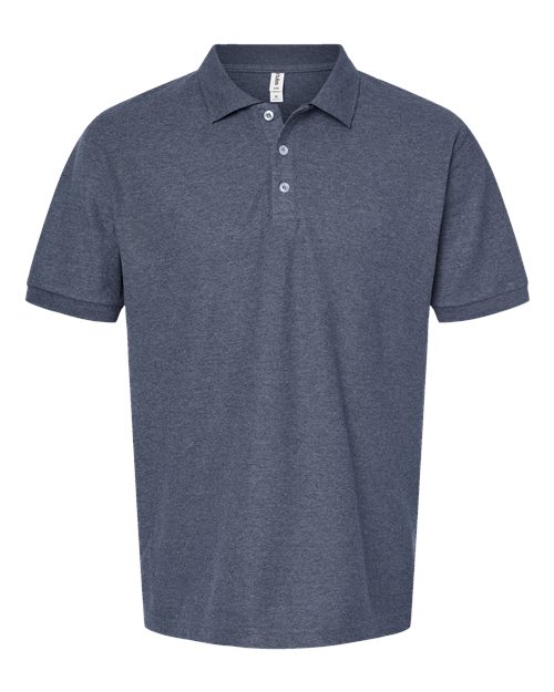 Men's 50/50 Sport Pique Polo - Heather Navy Front