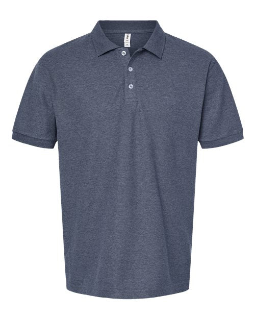 Tultex Men's 50/50 Sport Pique Polo - Heather Navy Front