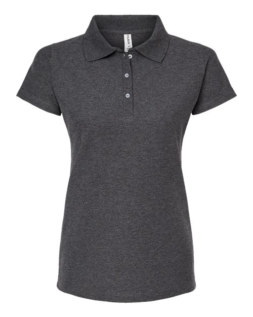 Women's 50/50 Sport Pique Polo - Heather Charcoal Front