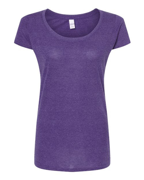 Tultex Women's Poly-Rich Scoop Neck T-Shirt - Heather Purple Front